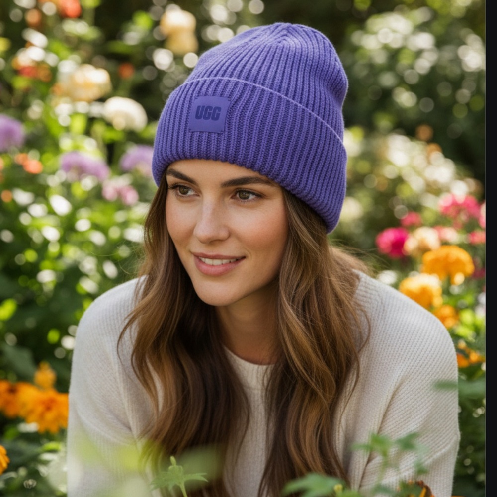 Ugg chunky knit rib beanie NWT in lupine NWT - Picture 2 of 10